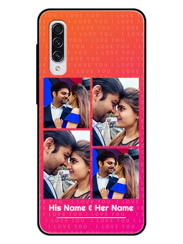 Custom Samsung Galaxy A70 Custom Glass Phone Case  - I Love You Pink Design