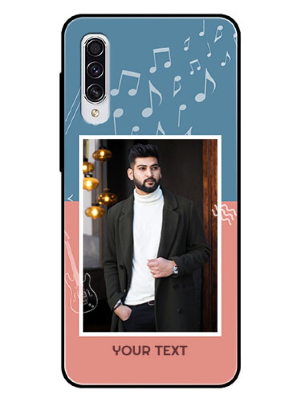 Custom Samsung Galaxy A70 Photo Printing on Glass Case  - with Color Musical Note Design