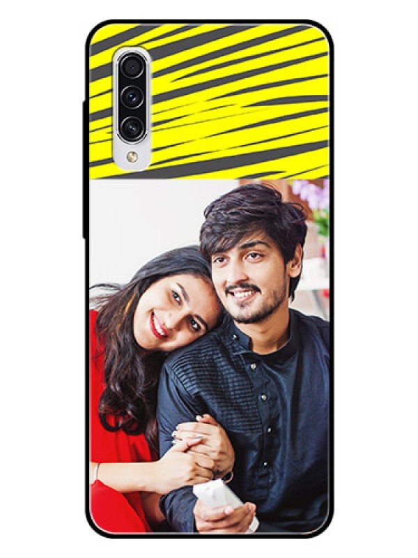 Custom Samsung Galaxy A70 Photo Printing on Glass Case  - Yellow Abstract Design