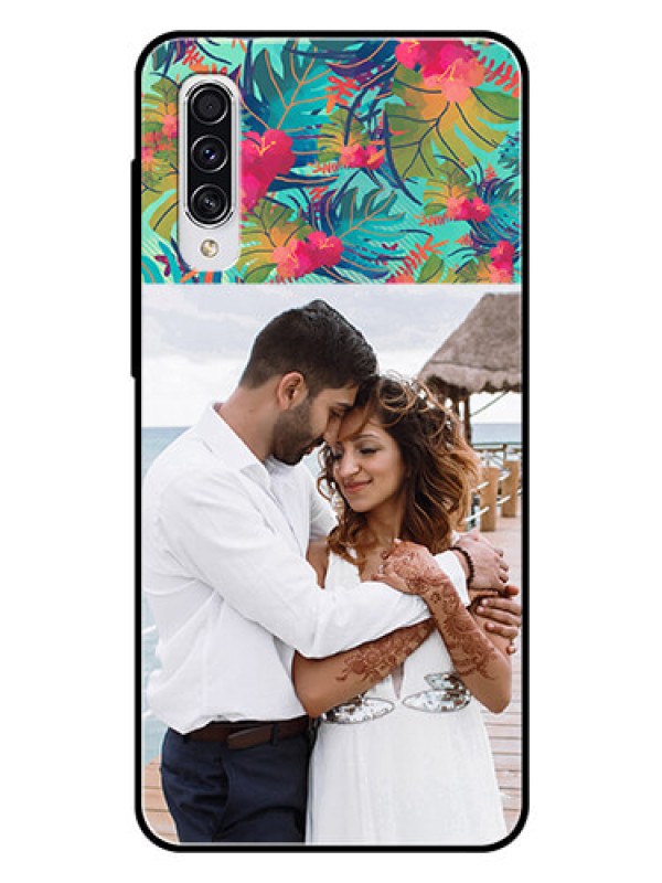 Custom Samsung Galaxy A70 Photo Printing on Glass Case  - Watercolor Floral Design