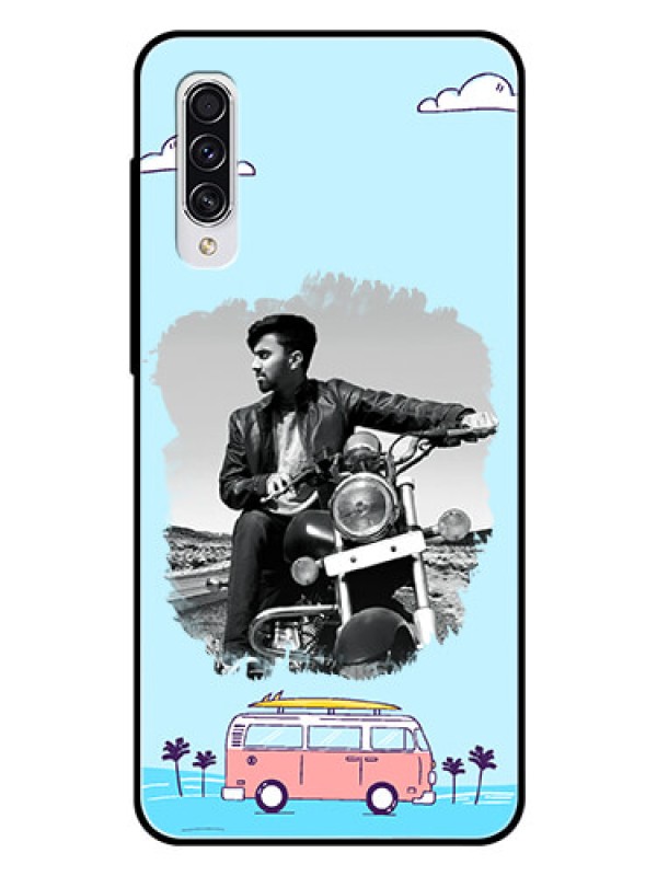 Custom Samsung Galaxy A70 Photo Printing on Glass Case  - Travel & Adventure Design
