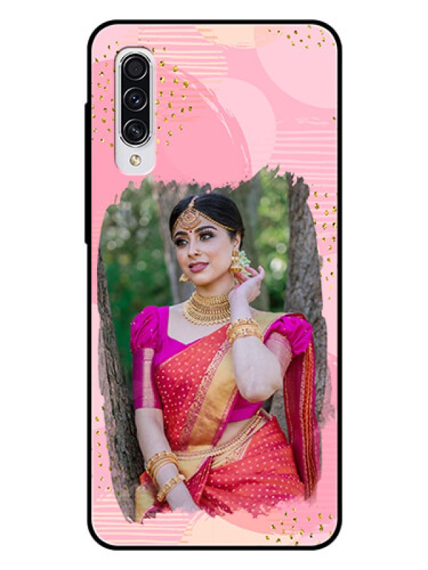 Custom Samsung Galaxy A70 Personalized Glass Phone Case  - Gold Glitter Splash Design