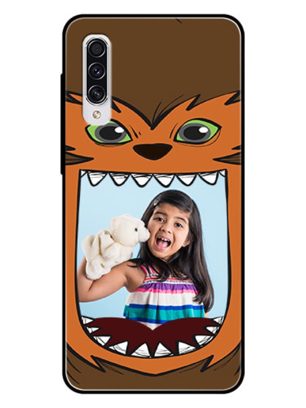 Custom Samsung Galaxy A70 Photo Printing on Glass Case  - Owl Monster Back Case Design