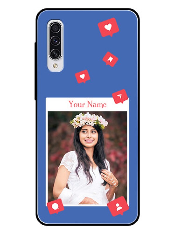 Custom Galaxy A70 Custom Glass Phone Case - Like Share And Comment Design