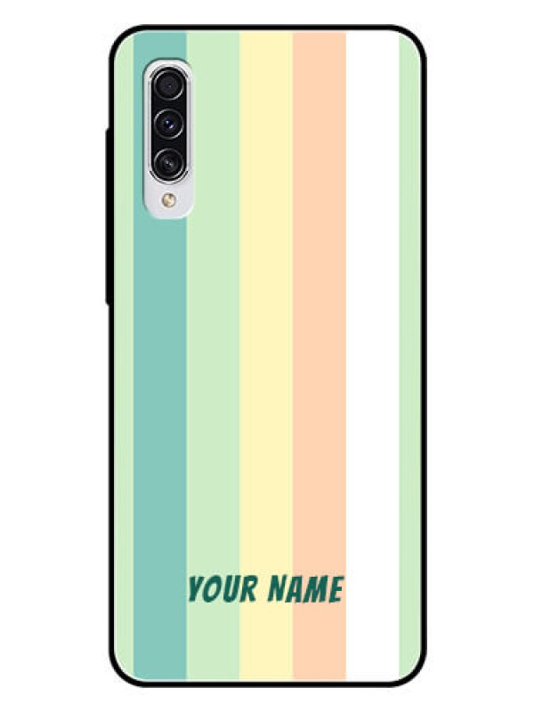 Custom Galaxy A70 Photo Printing on Glass Case - Multi-colour Stripes Design