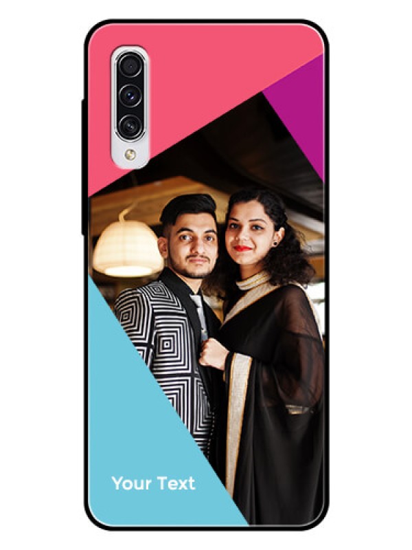 Custom Galaxy A70 Custom Glass Mobile Case - Stacked Triple colour Design