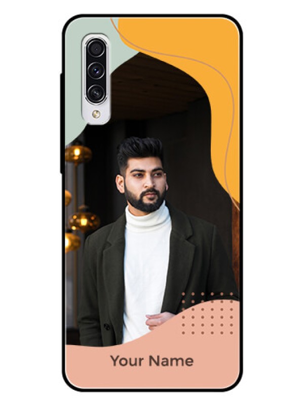 Custom Galaxy A70 Personalized Glass Phone Case - Tri-coloured overlay design