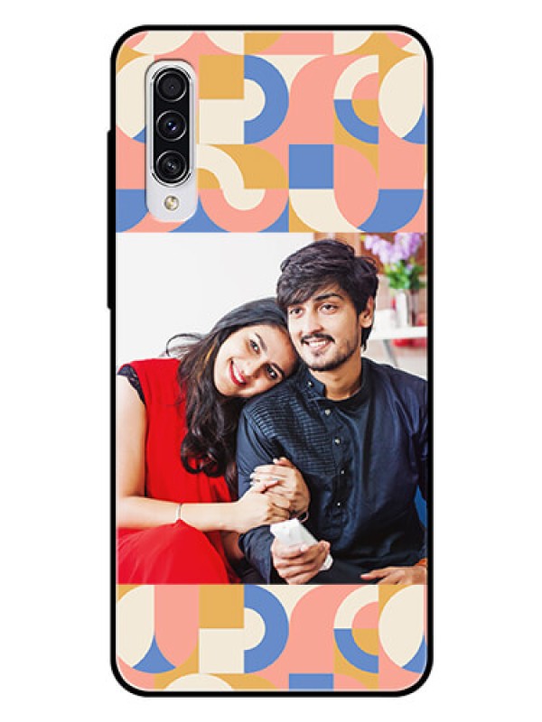 Custom Galaxy A70 Photo Printing on Glass Case - Semi-circle Maze Pattern Design