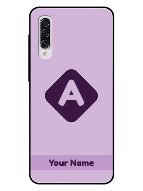 Custom Galaxy A70 Custom Glass Mobile Case - Custom Letter in curved badge Design