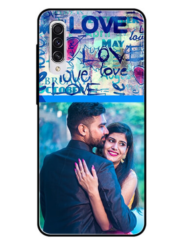 Custom Samsung Galaxy A70s Custom Glass Mobile Case  - Colorful Love Design