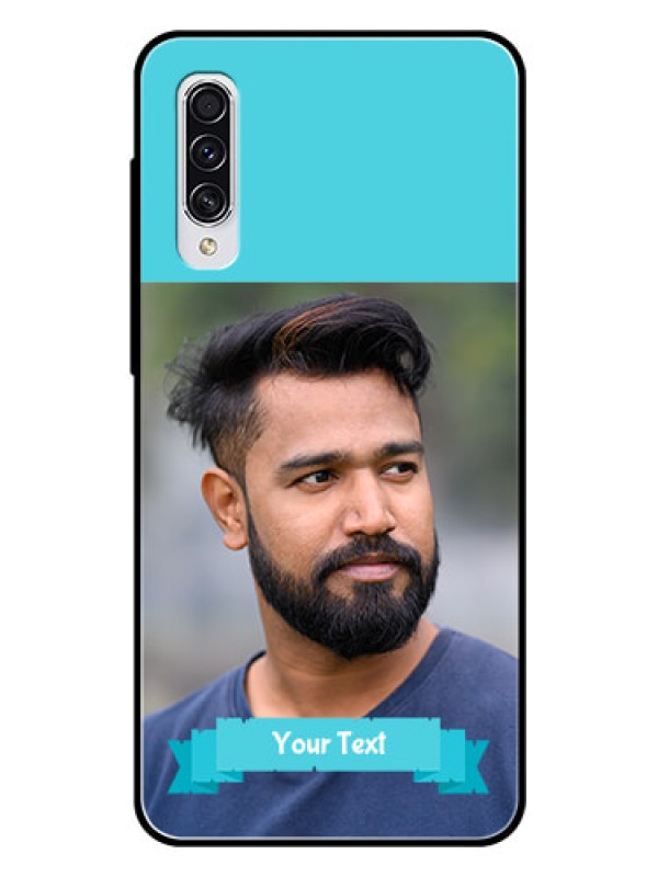 Custom Samsung Galaxy A70s Personalized Glass Phone Case  - Simple Blue Color Design