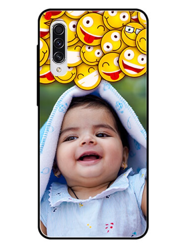 Custom Samsung Galaxy A70s Custom Glass Mobile Case  - with Smiley Emoji Design