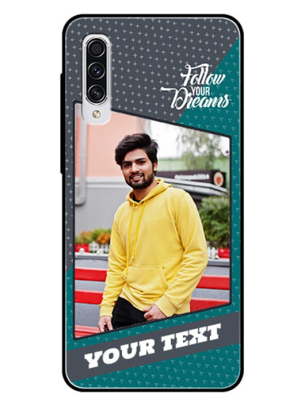 Custom Samsung Galaxy A70s Personalized Glass Phone Case  - Background Pattern Design with Quote
