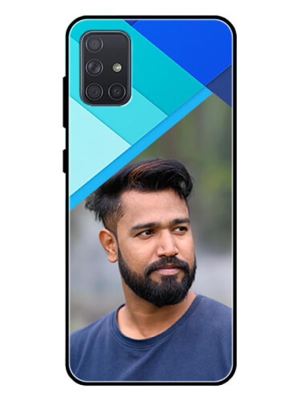 Custom Galaxy A71 Custom Glass Phone Case  - Blue Pattern Design