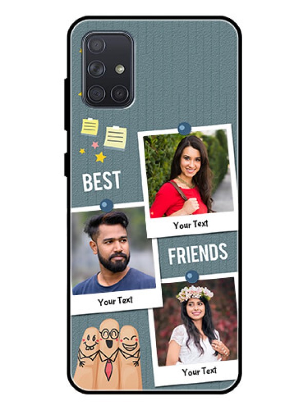 Custom Galaxy A71 Personalized Glass Phone Case  - Sticky Frames and Friendship Design