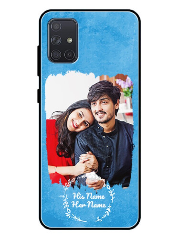 Custom Galaxy A71 Custom Glass Phone Case - Blue Color Vintage Design