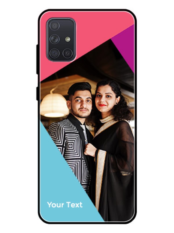 Custom Galaxy A71 Custom Glass Mobile Case - Stacked Triple colour Design