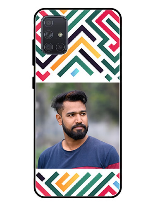 Custom Galaxy A71 Personalized Glass Phone Case - Colorful Maze Pattern Design