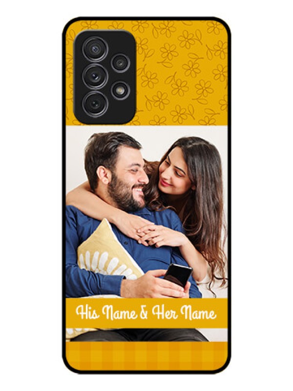 Custom Galaxy A72 Custom Glass Mobile Case - Yellow Floral Design