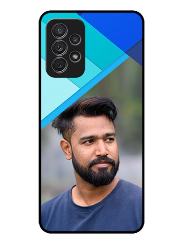 Custom Galaxy A72 Custom Glass Phone Case - Blue Pattern Design