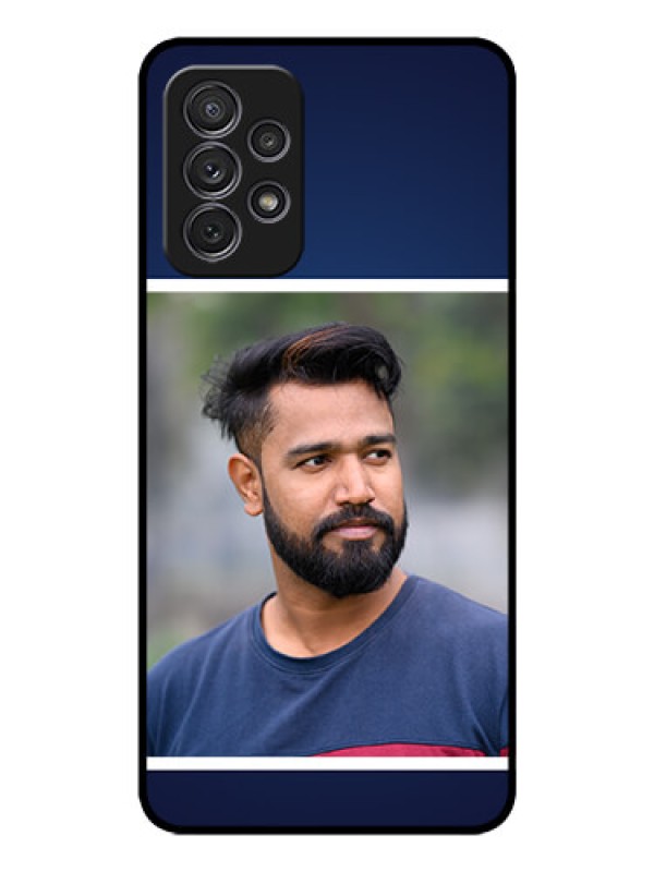 Custom Galaxy A72 Personalized Glass Phone Case - Simple Royal Blue Design