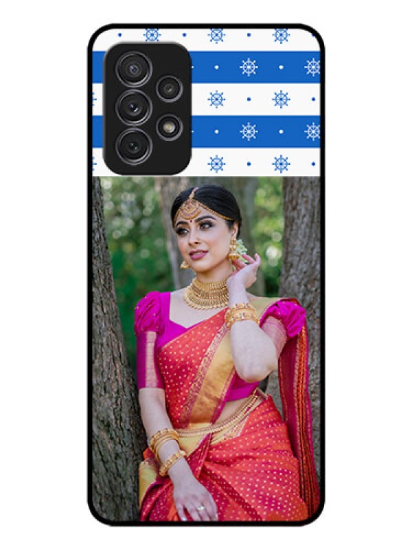 Custom Galaxy A72 Photo Printing on Glass Case - Snow Pattern Design