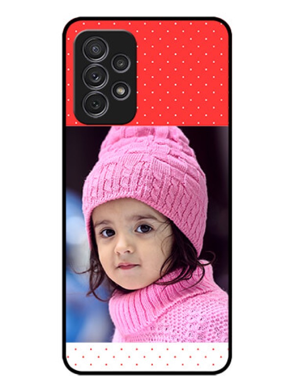 Custom Galaxy A72 Photo Printing on Glass Case - Red Pattern Design