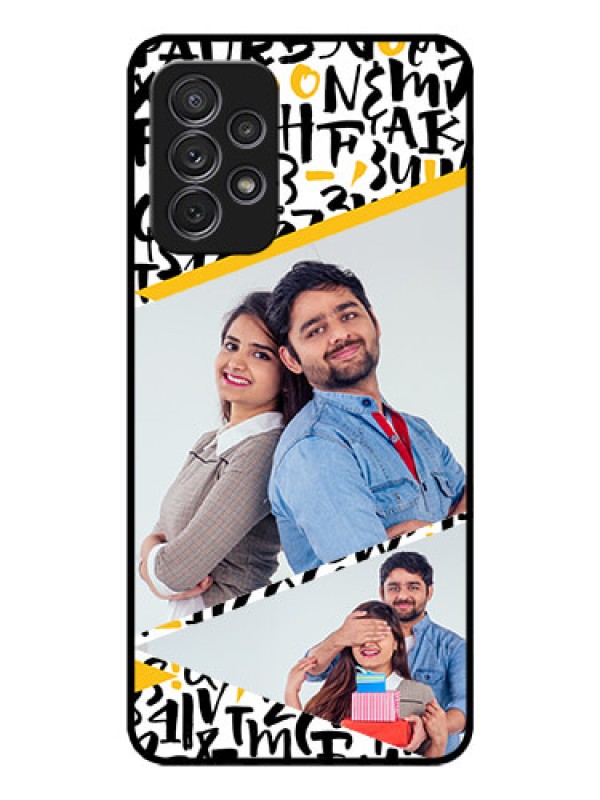 Custom Galaxy A72 Custom Glass Mobile Case - Letters Pattern Design