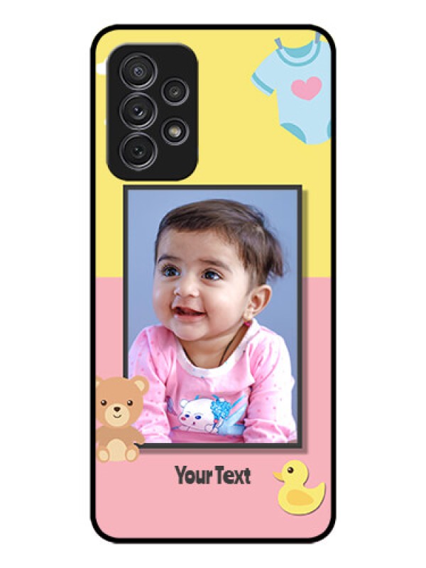 Custom Galaxy A72 Photo Printing on Glass Case - Kids 2 Color Design