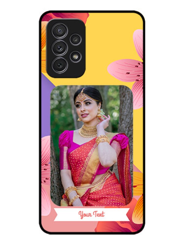 Custom Galaxy A72 Custom Glass Mobile Case - 3 Image With Vintage Floral Design