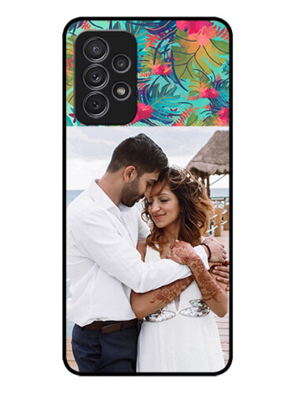 Custom Galaxy A72 Photo Printing on Glass Case - Watercolor Floral Design