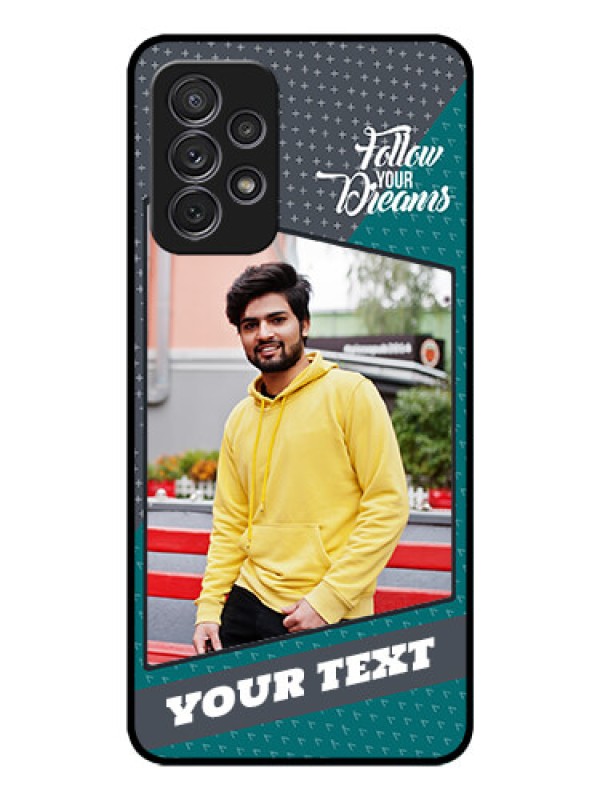 Custom Galaxy A72 Personalized Glass Phone Case - Background Pattern Design with Quote