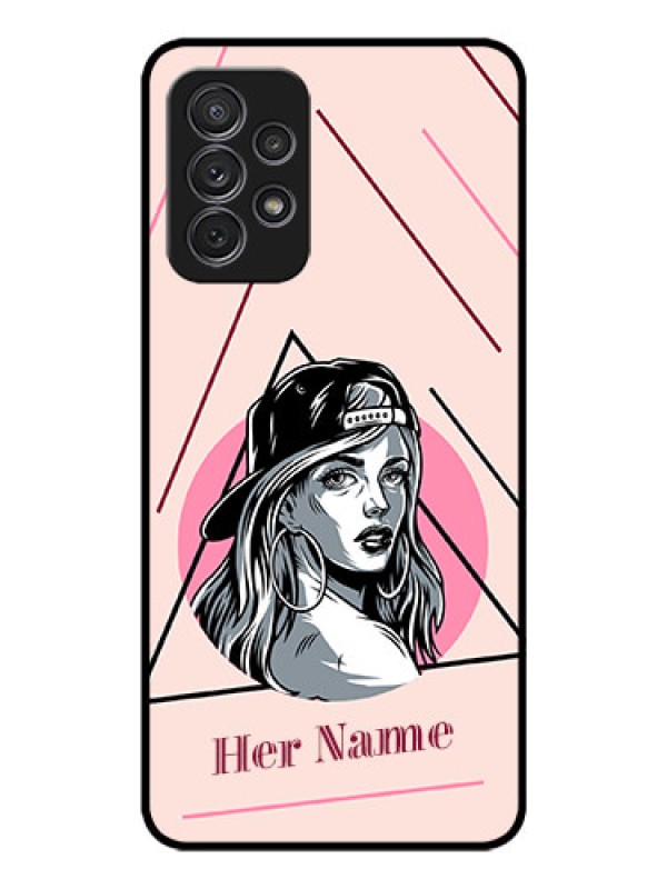 Custom Galaxy A72 Personalized Glass Phone Case - Rockstar Girl Design