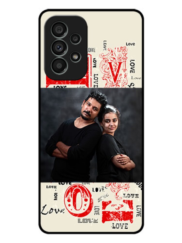 Custom Galaxy A73 5G Photo Printing on Glass Case - Trendy Love Design Case