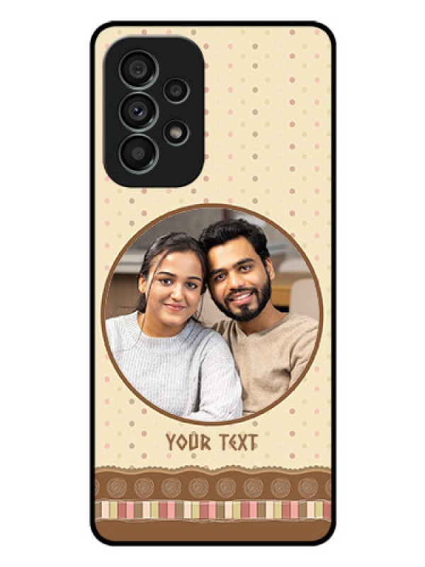 Custom Galaxy A73 5G Custom Glass Mobile Case - Brown Dotted Mobile Case Design