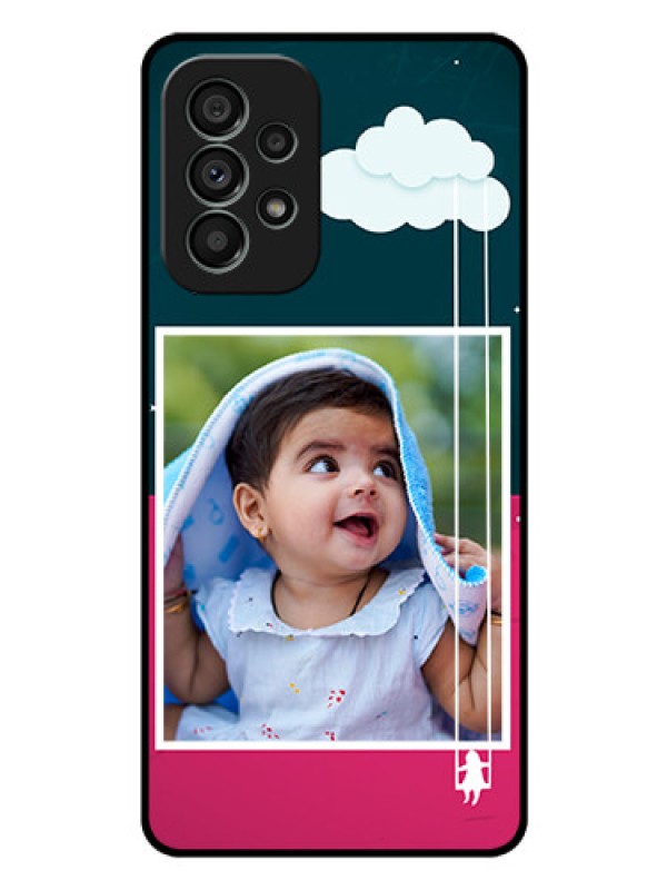 Custom Galaxy A73 5G Custom Glass Phone Case - Cute Girl with Cloud Design