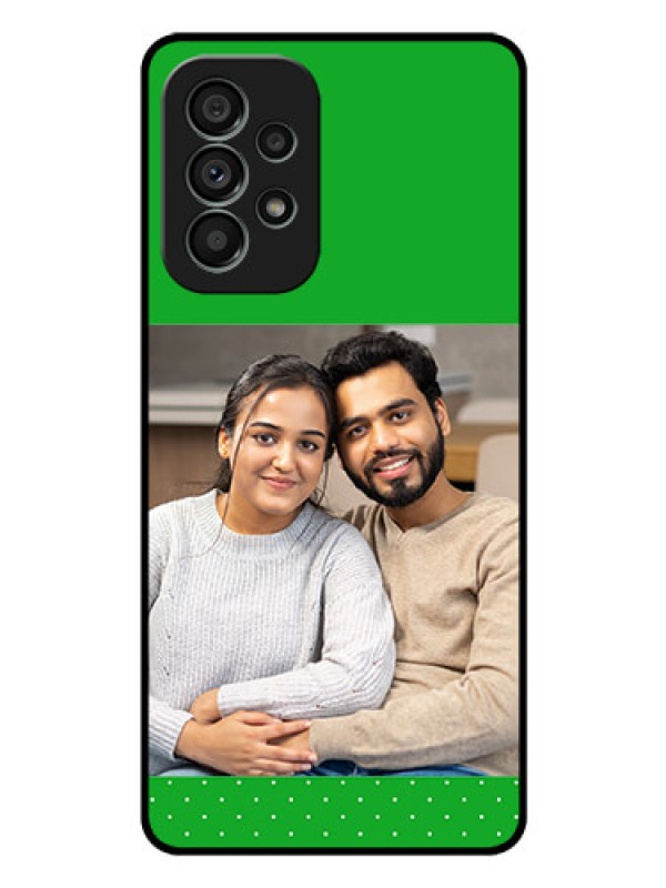 Custom Galaxy A73 5G Personalized Glass Phone Case - Green Pattern Design
