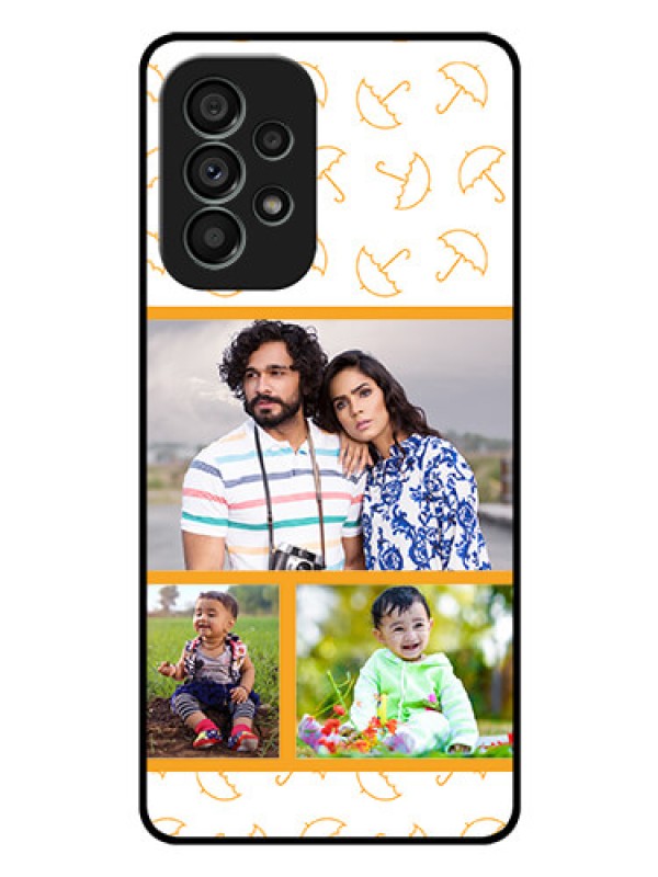 Custom Galaxy A73 5G Custom Glass Mobile Case - Yellow Pattern Design