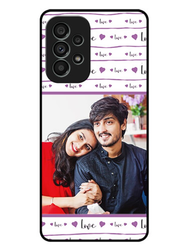 Custom Galaxy A73 5G Custom Glass Mobile Case - Couples Heart Design