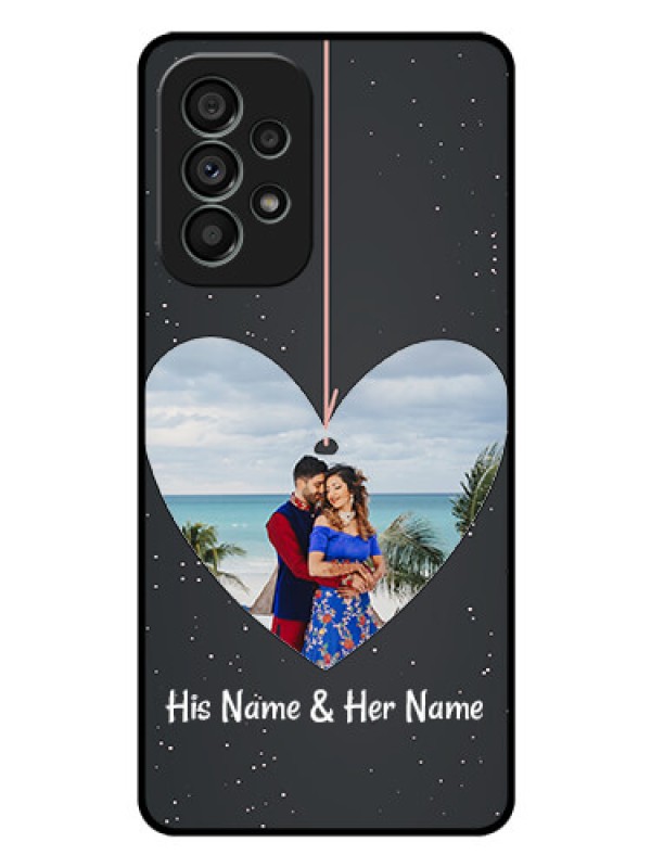 Custom Galaxy A73 5G Custom Glass Phone Case - Hanging Heart Design