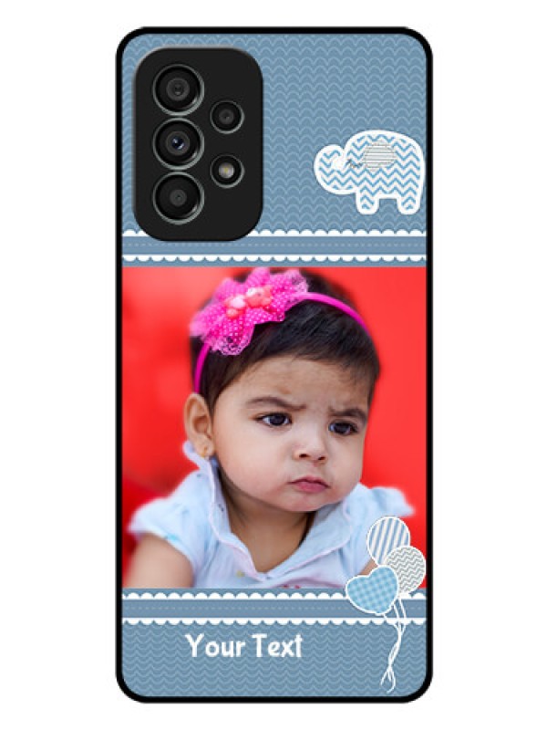 Custom Galaxy A73 5G Photo Printing on Glass Case - with Kids Pattern Design