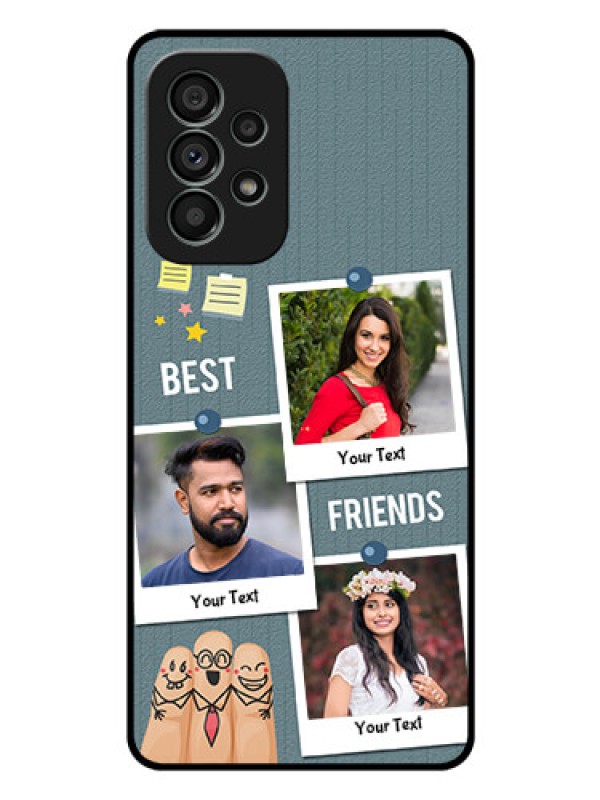 Custom Galaxy A73 5G Personalized Glass Phone Case - Sticky Frames and Friendship Design