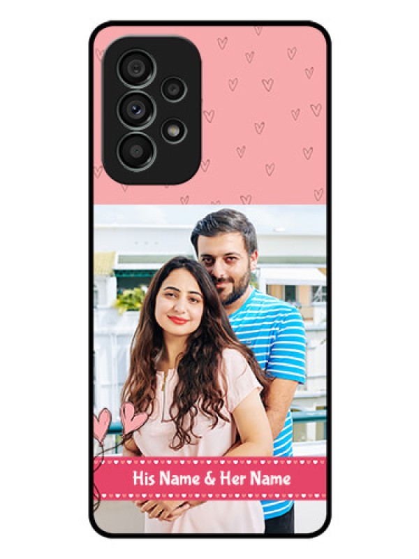 Custom Galaxy A73 5G Personalized Glass Phone Case - Love Design Peach Color