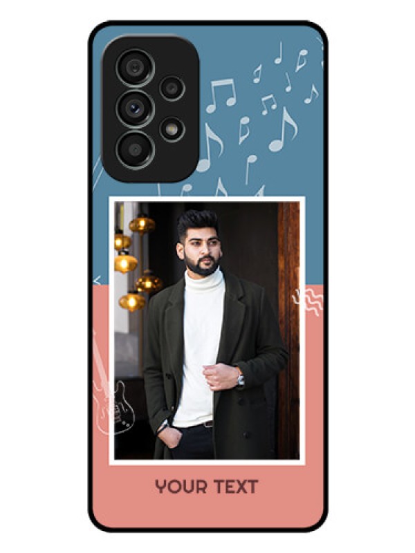 Custom Galaxy A73 5G Photo Printing on Glass Case - with Color Musical Note Design
