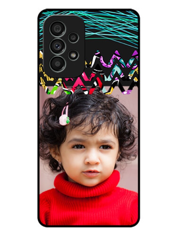 Custom Galaxy A73 5G Personalized Glass Phone Case - Neon Abstract Design