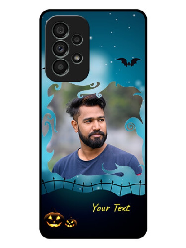Custom Galaxy A73 5G Custom Glass Phone Case - Halloween frame design