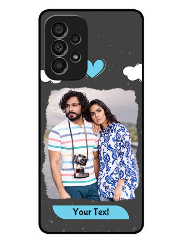 Custom Galaxy A73 5G Custom Glass Phone Case - Splashes with love doodles Design