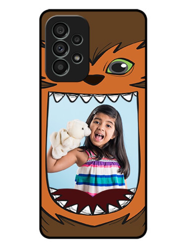 Custom Galaxy A73 5G Photo Printing on Glass Case - Owl Monster Back Case Design