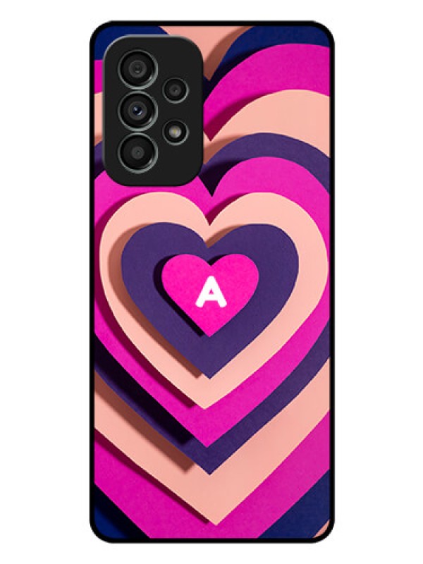 Custom Galaxy A73 5G Custom Glass Mobile Case - Cute Heart Pattern Design