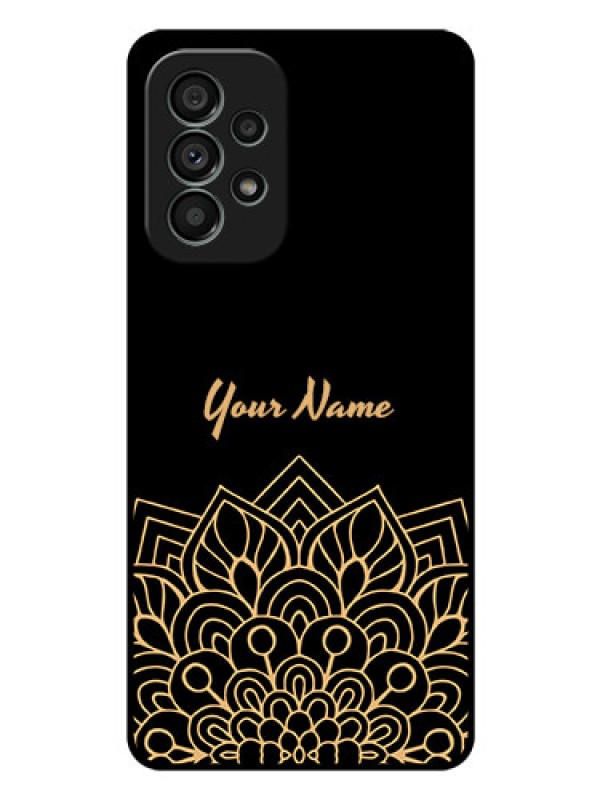 Custom Galaxy A73 5G Custom Glass Phone Case - Golden mandala Design